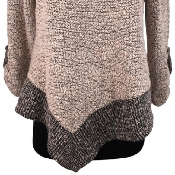 SJS Womens M Multicolor Cowl Neck Nubby Knit Asymmetrical Hem Sweater - Picture 5 of 5